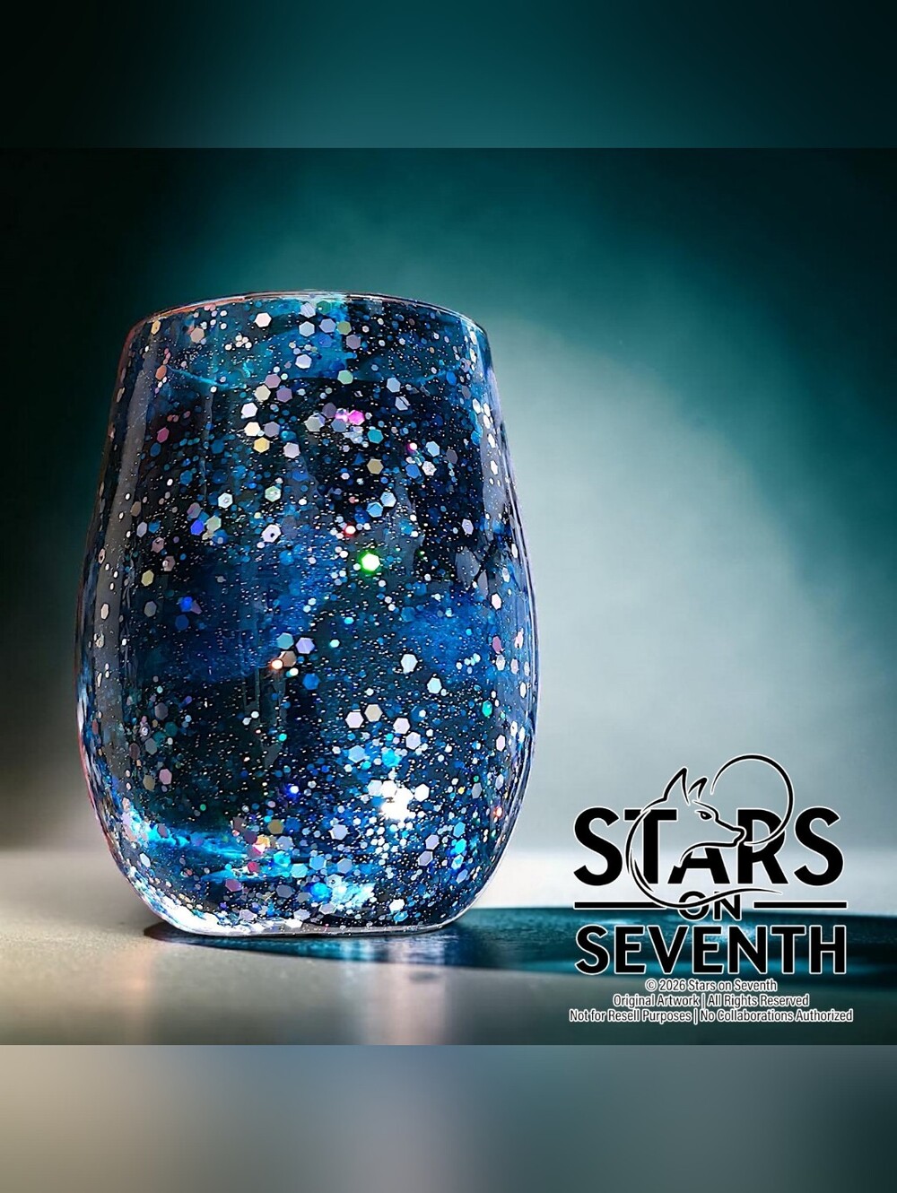 (1) Handcrafted 20oz Deep Nebula Royal Blue Galactic Resin Glass